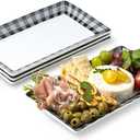 LAUCHUH Serving Platters, 10 inch Porcelain Checkered Dinner Plates Set of 4 Black and White Rectangular Plates Serving Dishes for Entertaining, Sushi, Cupcakes, Cookies, Fruit, Vegetables