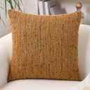 Textured Boucle Pillow Covers 20x20 Neutral Striped Throw Pillows Soft Modern Farmhouse Pillow Cases, 1pc Decorative Accent Square Couch Cushion Cover for Bed Sofa Chair, Dark Yellow