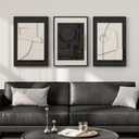 3D Textured Framed Black and White Abstract Wall Art for Bedroom, 3 Piece Modern Paintings Artwork for Walls, Minimalist Black White Geometric Pictures for Living Room, Dining Room Wall Decor 16x24 In, 16"w X 24"h X 3pcs