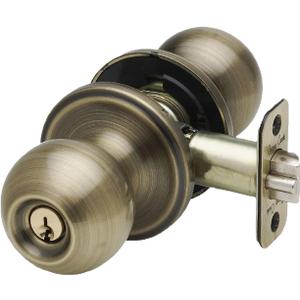 Copper Creek BK2040AB Ball Door Knob, Keyed Entry Function, 1 Pack, in Antique Brass