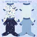 Bienbee Dog Pajamas, 4 Pack Dog Recovery Suit Shedding Suit Cute Soft Puppy Clothes Dogs Pjs Onesies Jammies Adjustable Breathable & Stretchy Clothes for Small Medium Large Dogs Girl Boy Puppy-L