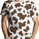 Casual Cow Print T-Shirt Short Sleeve Fun Cow Graphic T-Shirts for Men Women (L)