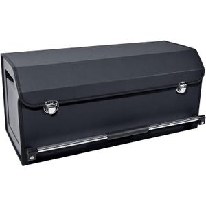 XCF Car Organizer Trunk, Durable Collapsible Leather Trunk Organizer with Lid and Sturdy Handle, Auto Cargo Storage Compartments, SUV/Car Accessories for Men/Women (11.4 x 27 x 12.2, Black)