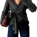 WOMEN'S SHORT WOOL COAT WITH TIE STRAPS, SIZE MEDIUM