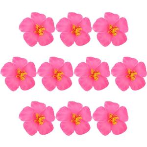 PRETYZOOM 10Pcs Artificial Hibiscus Flowers Only- 3.9'' Hawaiian Tropical Silk Flowers for Luau Party Decorations - DIY Hair Accessories, Beach Wedding Table Decor, Single Side (8X8CM)