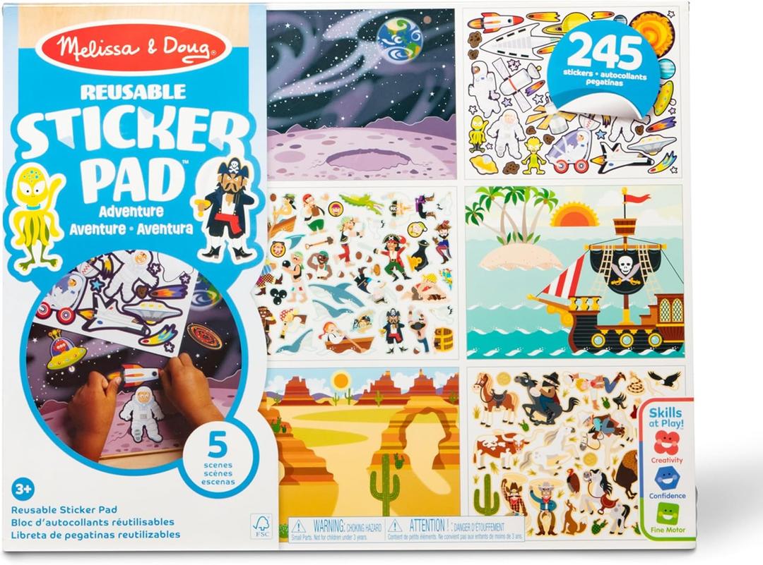 Melissa & Doug Reusable Sticker Pads Set: Adventure - 245+ Stickers
