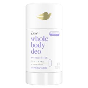 Dove Whole Body Deo Aluminum Free Anti-Friction Deodorant Stick Coconut + Vanilla for All Day Odor Control 2.6 oz (2.6 Ounce (Pack of 1))