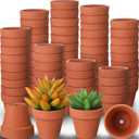 Nuogo 100 Pcs Mini 2" Terracotta Pot Bulk Small Plant Pots, Tiny Clay Pots Nursery Flower with Drainage Holes for Indoor Outdoor Succulent Cactus Plants Crafts Wedding Decorations