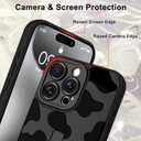 for iPhone 15 Pro Case with Finger Strap Holder, Cute Cool Cow Print Pattern Design for Women Men, Shockproof Anti Scratch Hand Kickstand Protective Cover, Gray