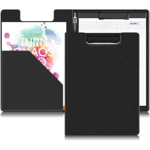 Clipboards Folder Hardboard by Office Solutions Direct with Memo pad Low Profile Clip Standard A4 Letter Size Classroom Supplies (Black)