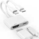 [MFi Certified] 2 in 1 Lightning and USB-C to HDMI Adapter, 4K@60Hz Lightning/Type C Digital AV HDMI Adapter Cord Compatible with iPhone 17 16 15 14 13 12 11 XS XR X 8 for HDTV/Projector/Monitor