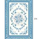 SOULFUL Medium Pile 2x3 Entryway Rug - Cozy Soft Underfoot Small Area Rug - Blue Boho Floral - Washable Non-Slip - Perfect for Hallway Kitchen Bedroom Bathroom Indoor Entrance (Pack of 2)