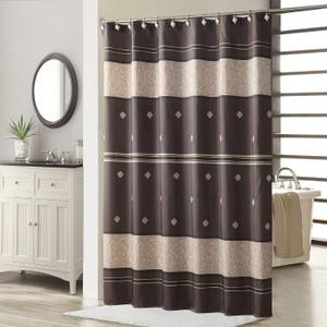 Seville Chocolate Farmhouse Polyester Printed Vintage Shower Curtain,Decorative Brown Waterproof Bathroom Curtains,72" W x 78" H-Chocolate/Brown