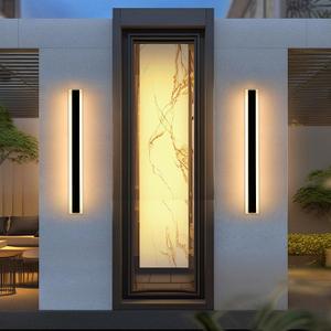 Mikeru 2Pack 39.3inch Outdoor Wall Light Fixtures, 3000/4500/6000K 3 Color Modern Black Linear Wall Lights Front Porch Light Wall Mounted Led Lighting for Basement, Shop,Garage Non-Dimmable