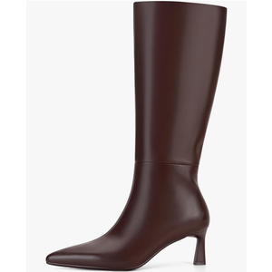 SOVANYOU Kitten Heel Knee High Boots for Women Pointed Toe Tall Boots Wide Calf Boots with Pull-on Style
Size 7