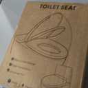 Minsa MinS03 square toilet seat, glossy finish, designed for 16.5-inch x 15-inch toilets, features a soft-close seat, quick-release hinges, high-strength PP material, and easy installation.