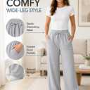 Women's Drawstring Waist Straight Wide Leg Sweatpants Casual Jogger Soft Pants with Pockets (Gray, XS)