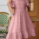 blibean Tween Girls Summer Dresses Kids Polka Dot Dress Size 6-15 Years (Pink)