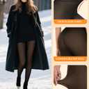 Womens Fleece-Lined Tights - Ultra-Warm Fake Sheer Look Pantyhose Thick Leggings for Winter (Black, M)
