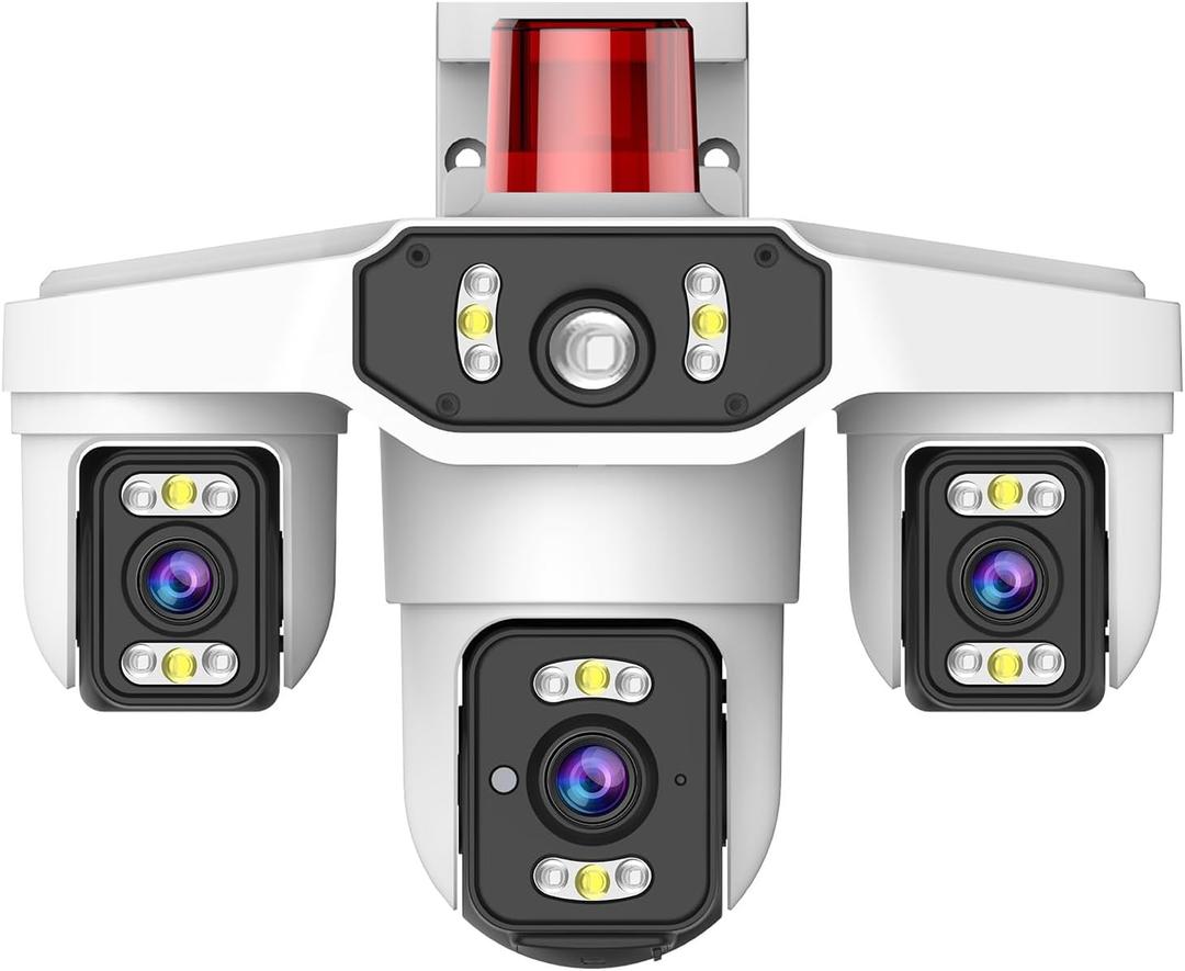4MP Triple-Lens Outdoor Security Camera, 360 Pan/Tilt Coverage, Human Tracking & Night Vision, 2.4GHz WiFi, SD/Cloud Storage,2-Way Talk, Works with Mobile Apps & PCs