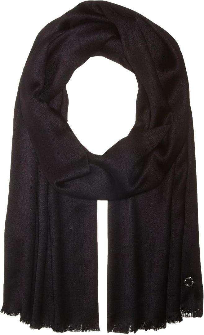 Calvin Klein womens Solid Lightweight Pashmina (One Size, Black)
