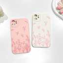 NITITOP Compatible with iPhone 12 Case Cute Flowers Floral Plant Pattern for Women Girls Trendy Slim Fit TPU Bumper Silicone Shockproof Full Camera Protection Cover - Pink and White
