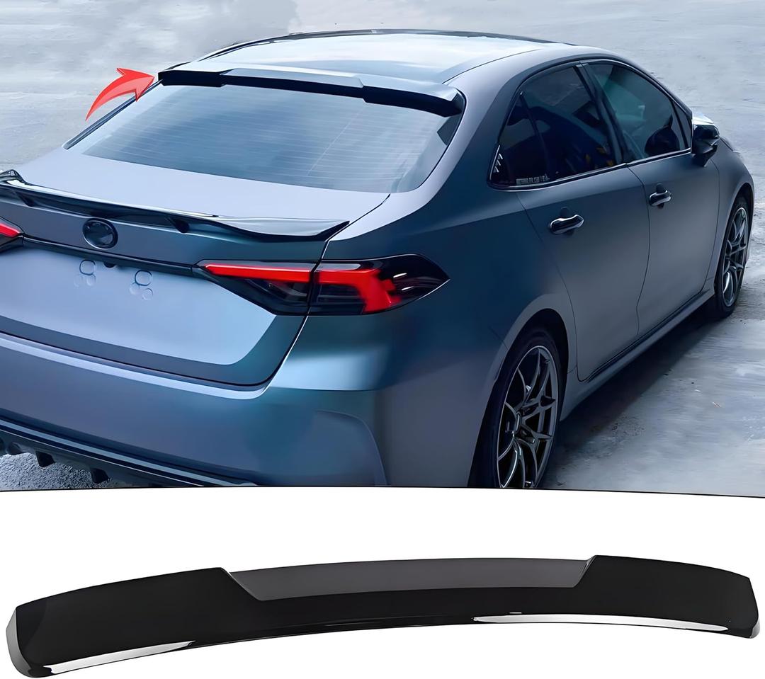 Rear Window Roof Spoiler Visor Wing Compatible with Toyota Corolla Sedan L/LE/SE/XLE/XSE 2020 2021 2022 2023 2024 2025 2026 Top Wing Lip Accessories (Glossy Black)