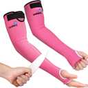 OriStout Cut Resistant Gardening Sleeves with Tumb Hole, Protective Arm Sleeves for Yard Work, Kitchen, Arm Guards for Biting, Pet Grooming, Gardening Gifts for Women, Pink, 1 Pair (One Size)