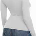 REORIA Women's Basic Long Sleeve Thermal Shirts Mock Turtle Neck Soft Fleece Lined Winter Warm Slim Fit Underwear Tops 2025 (White, M)