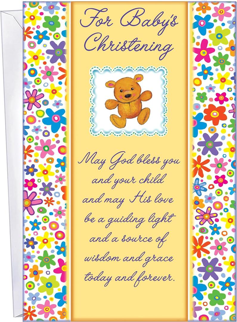 5 x Christening Card - MADE IN USA - (Perfect), Envelope Included - 5" x 7.75" - Packaged in Extra Sturdy Mailer - 87062