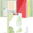 3 Ring Binder 1 Inch for Letter Size, 3 Ring Binder with 2 Interior Pockets & 5PCS Index Dividers, Sealed Bag & Dividers Tabs, PVC Cover, Office, School (Bamboo)