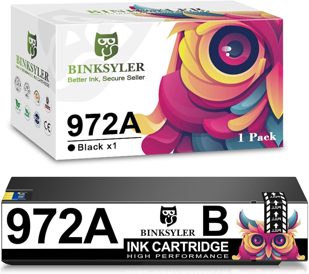 972A Black Ink Cartridge Replacement for HP 972 972A 972X Ink Work for PageWide Pro MFP 352dw 377dw 477dw 477dn 577dw 577z 452dw 452dn 552dw Printer (1xBlack) Latest Upgraded Chip