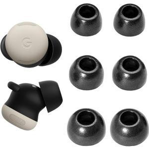 A-Focus for Pixel Buds Pro 2 Memory Foam Ear Tips, 3 Pairs Replacement Comfortable No Silicone Pain Fit in Case Eartips Cover Compatible with New Google Pixel Buds 2 Pro Black L/M/S