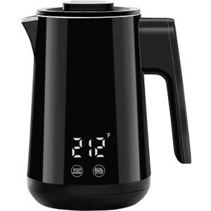 Seehot® 850ml Small Electric Kettle Temperature Control, 800W Double Wall Electric Tea Kettle of 304 Stainless Steel, 5 Temp Presets, Hot Water Kettle Electric, Auto Shut Off for Tea and Coffee-Black