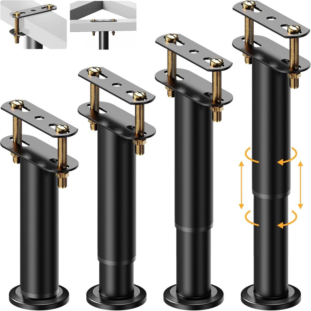 Abiglifty 7.08-13 Inch Bed Frame Legs, 4Pcs Adjustable Bed Support Legs, Metal Bed Frame Support Legs, Non-Slip Bed Legs Replacement, Heavy Duty Furniture Legs for Sofa/Cabinet/Couch/Dresser/Table