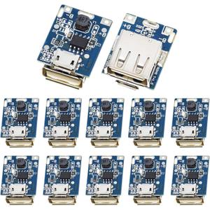 12PCS 5V 1A Boost Power Supply Module Lithium Battery Li-ion Charging Protection Board 134N3P DIY Charger LED Display USB and Micro Port