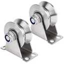 Groove Pulley Wheel for Rope Wall Mounted 2 Pack Stainless Steel Super Silent Cable Pullys Wheels System V Type Blocks Rollers Heavy Duty Detachable Duplex Bearing for Gym Equipment Sliding Gate