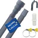 8.2 FT Washing Machine Drain Hose, Flexible Dishwasher Drain Hose Extension Kit, Universal Washer Drain Hose, Corrugated Washer Hose with 1 Adapter, 2 Hose Clamps, 1 U-Bend Hose Holder