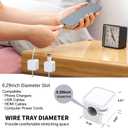 6 Pack Magnetic Cord Organizer White, Adhesive Cable Clips for Desk Nightstand, Cord Management Holder for Wall Car, Wire Keeper for Phone Charger Wires & Charging Cables - White