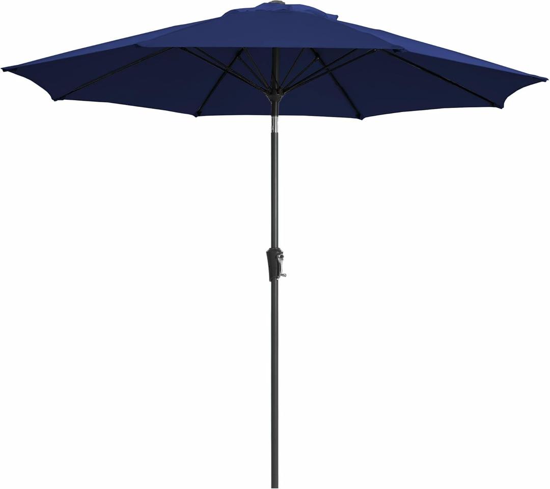 JEAREY 9FT Outdoor Patio Umbrella,Market Table Umbrella with 8 Fiberglass Ribs, Pool Umbrella with Tilt and Crank, UV Protection Lightweight & Wind-Resistant for Lawn, Garden, Deck and Backyard, Navy