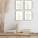 Drsoum Botanical Plant Framed Wall Art Boho Wall Decor for Bathroom Sage Green Eucalyptus Leaf Prints Minimalist Aesthetic Ready to Hang Set of 4, 8x10 in (Natural Framed)