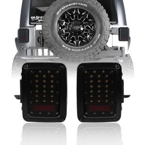 JK Wrangler Smoke Tail Lights Assembly w/Brake Light & Turn Signal Reverse Lamp for 2007-2018 Jeep Wrangler JK & Unlimited JK Wrangler Smoke Tail Lights Assembly w/Brake Light & Turn Signal Reverse Lamp for 2007-2018 Jeep Wrangler JK & Unlimited