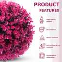 Hotop 2 Pcs 12 Inch Artificial Plant Topiary Ball 4 Layers Garden Spheres Boxwood Balls Artificial Topiaries Spheres Decorative Plants for Backyard, Balcony, Garden, Indoor Outdoor Decor(Rose Red)