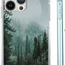 Woods Forest Landscape Phone Case Compatible with iPhone 14 Pro,Mist Mountain Sunrise Sunset Pattern,Soft TPU Shockproof Case for iPhone 14 Pro