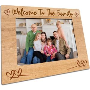 Rustic Wooden Picture Frame For 5"X7" Picture - Welcome To The Family Frame Tabletop Display, Christmas Gifts For Families, Home & Office Decorations(Horizontal)-A17