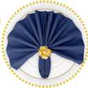 SuperO Set of 80 Cloth Napkins 17 x 17 Inch, Polyester Solid Washable Dinner Napkins with Hemmed Edges,Great for Restaurant, Wedding and Party(Navy Blue)