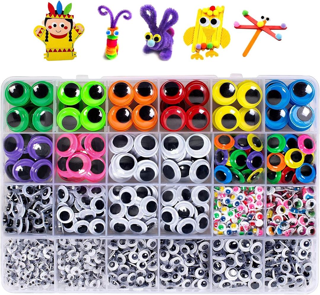 1580pcs Googly Eyes Self Adhesive for Crafts, Craft Sticker Wiggle Eyes with Multi Colored and Sizes for DIY