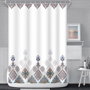 Boho Bathroom Shower Curtain Colorful Floral Pattern Exotic Paisley Damask Print Design Shower Curtains for Home Decorative Waterproof Polyester Fabric Bath Curtain with Hooks, 72x84 Inch