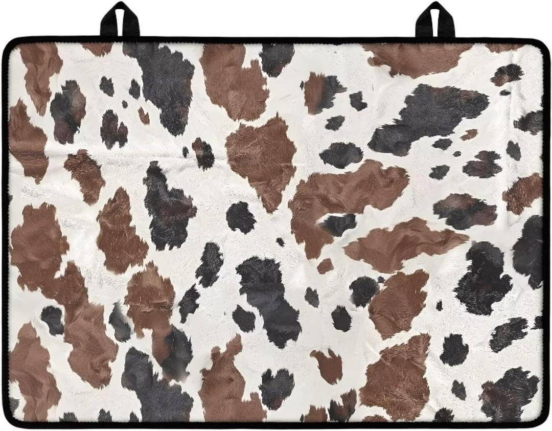 Stove Top Covers, Cow Print Brown Heat-Resistant Stove Top Cover for Electric, 20.96" x 29.18" Anti-Slip Waterproof Mat for Glass Stove Top Protector Pad Multipurpose Foldable Cooktop Cover