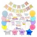 BLUE PANDA - 94 Piece Girls Rainbow Birthday Party Decorations Set with Balloons, Banner, Cake Toppers and Wall Cutouts - Happy Birthday Banner - Party Decoration